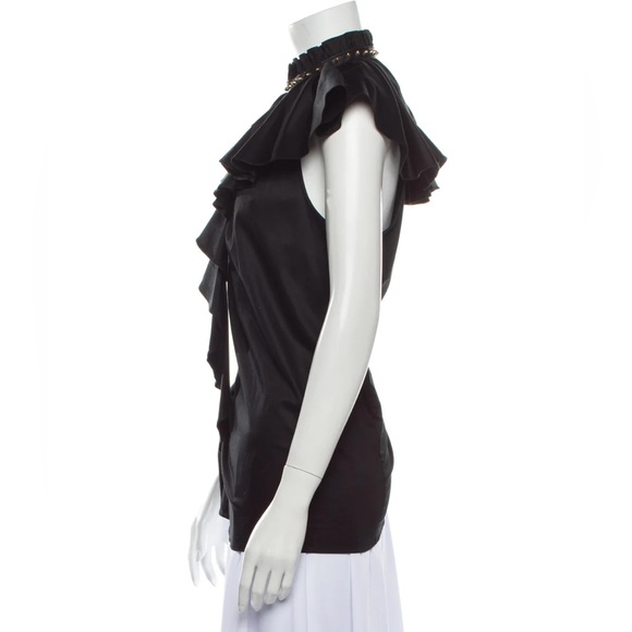 THOMAS WYLDE Mock Neck Short Sleeve Blouse Size: L - Picture 2 of 3